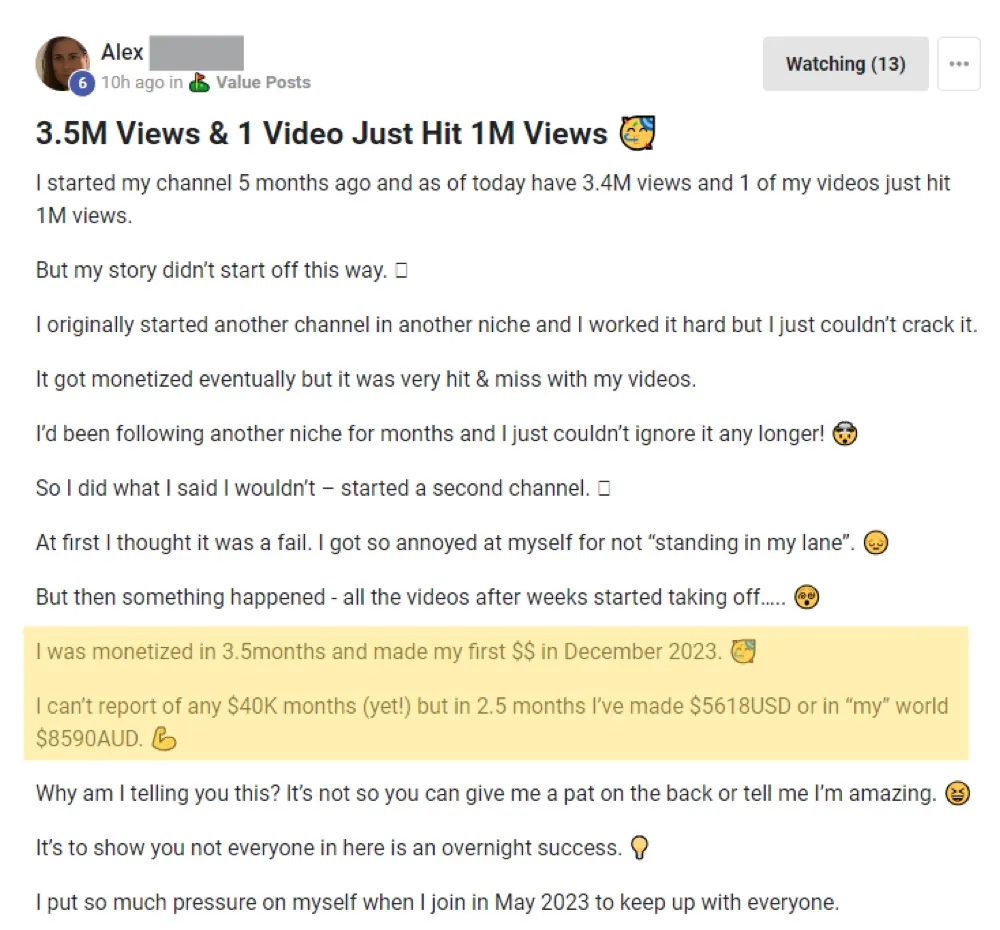 Win posted by Alex