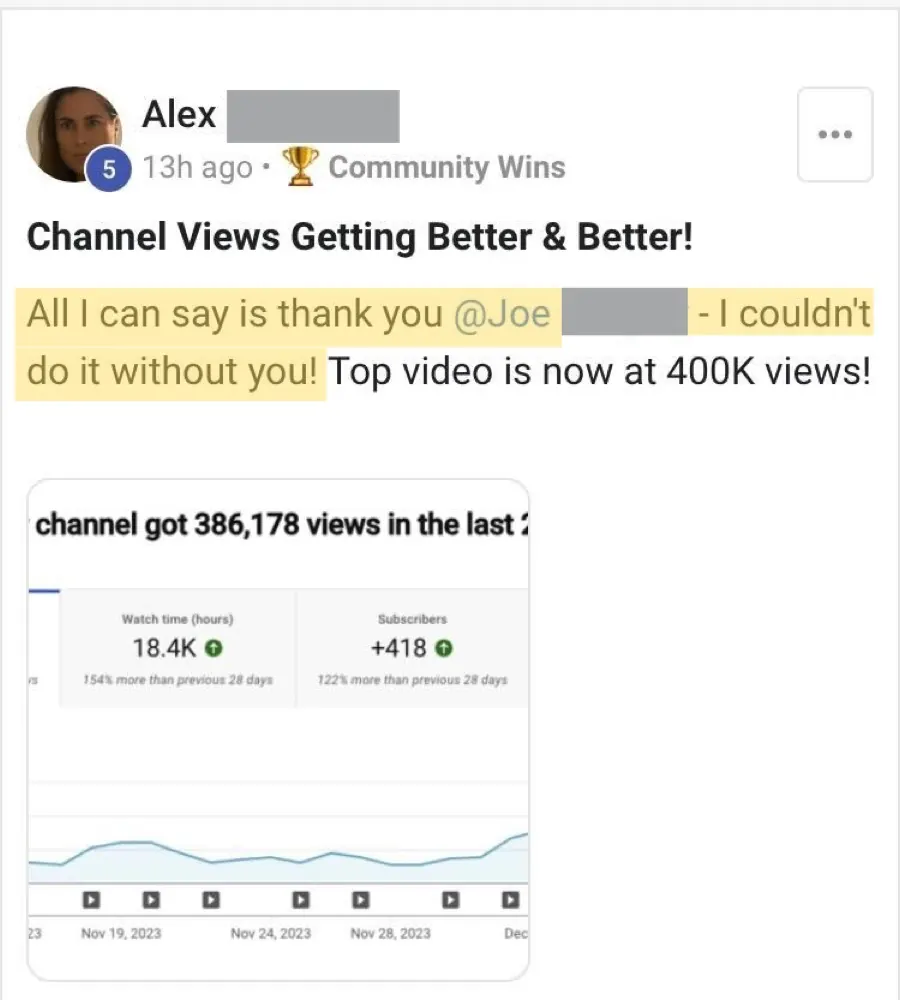Win posted by Alex