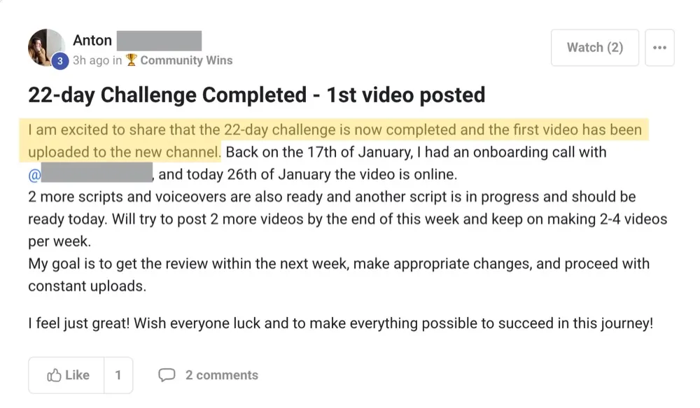 Win posted by Anton