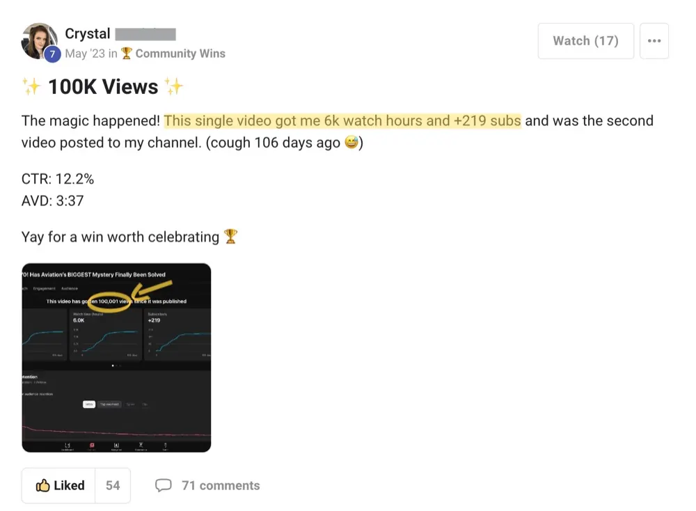 Win posted by Crystal