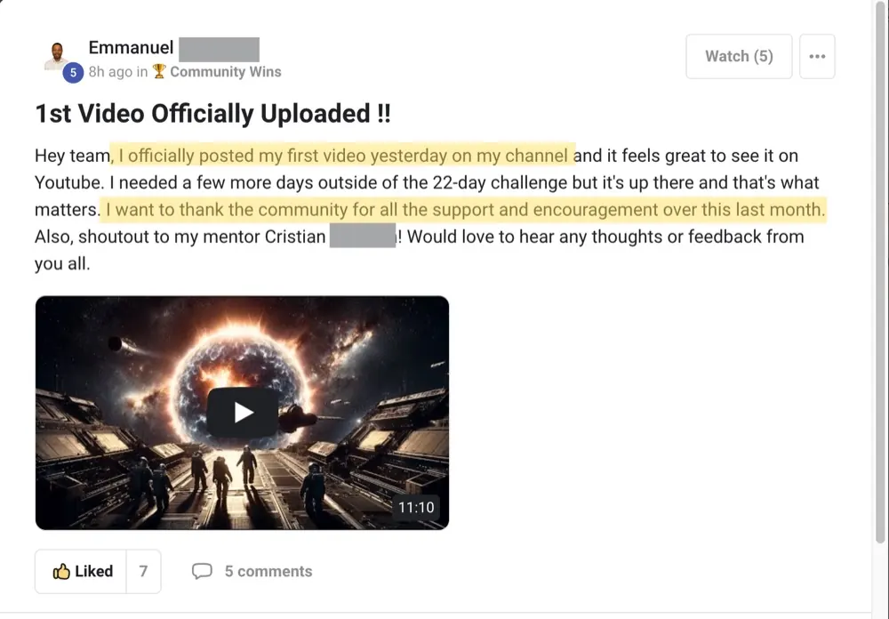 Win posted by Emmanuel