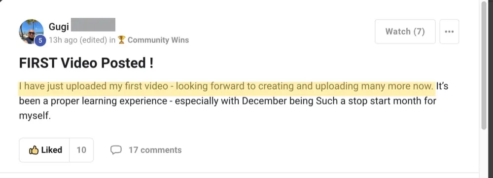 Win posted by Gugi