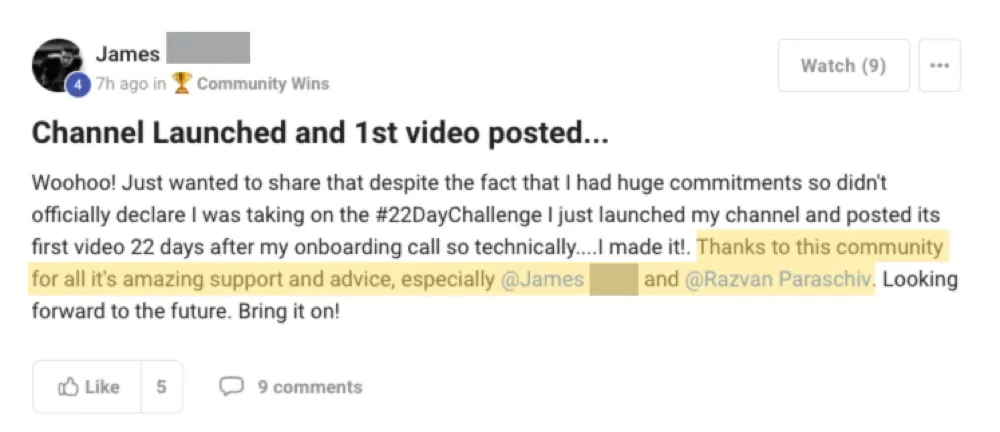 Win posted by James