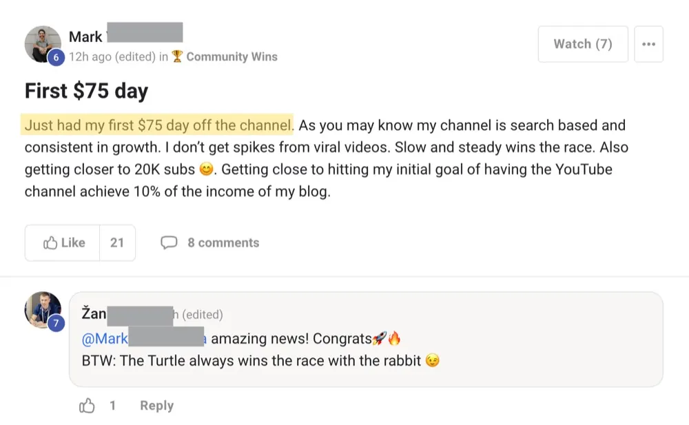 Win posted by Mark