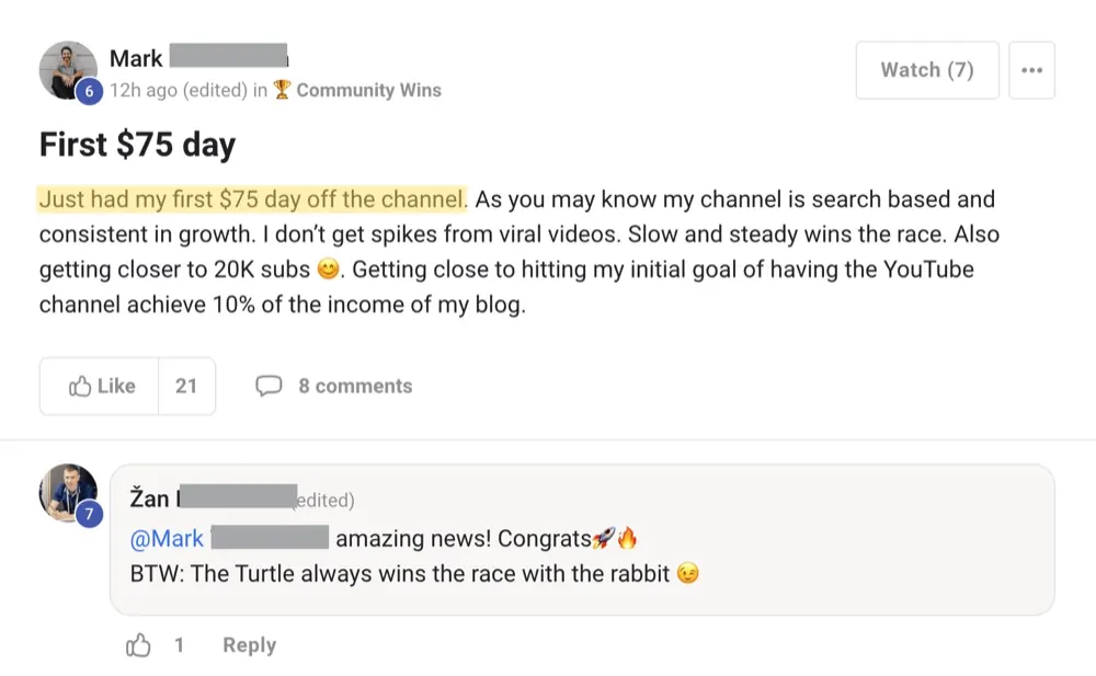Win posted by Mark