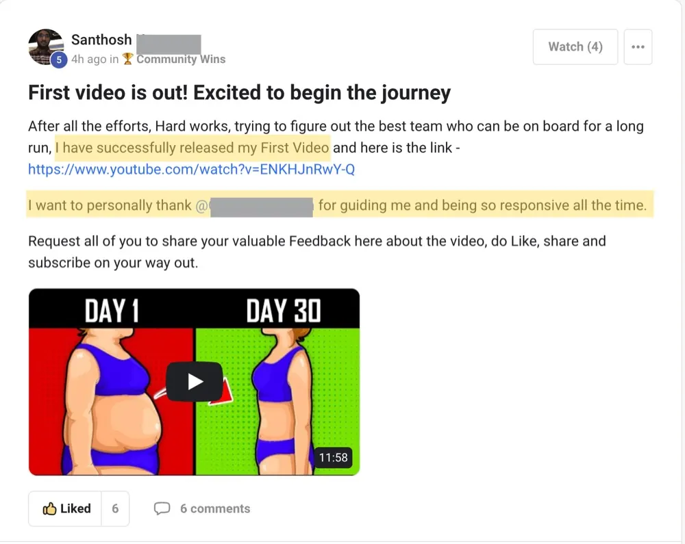 Win posted by Santhosh