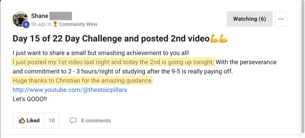 Win posted by Shane